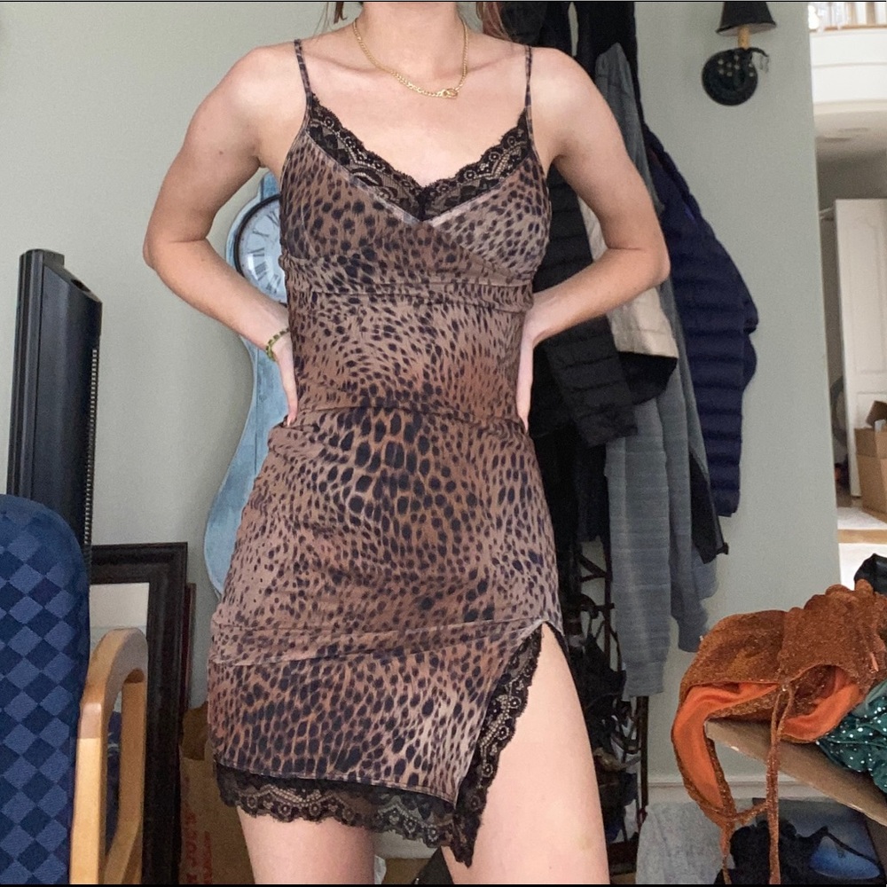 cheetah print motel rocks slip dress